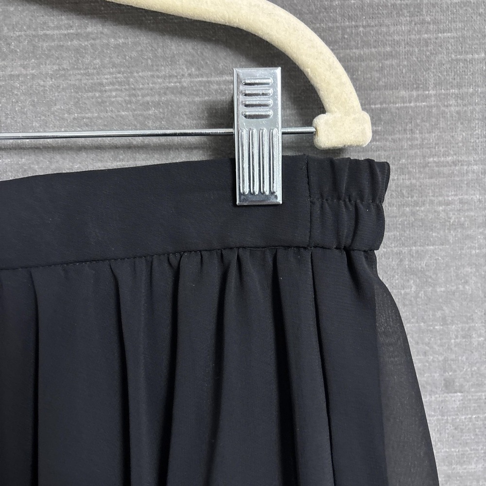 Adrianna Papell Skirt 12 Black Chiffon Midi Cocktail Formal Evening Party Flowy - Picture 4 of 9